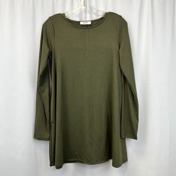 Zenana Womens Green Long Sleeve Round Neck Pullover T-Shirt Dress Size Small - Picture 1 of 9